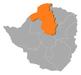 Map - Zimbabwe, Mashonaland West