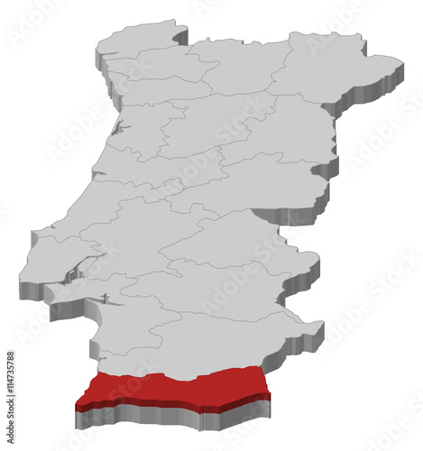 Map - Portugal  Faro - 3D-Illustration