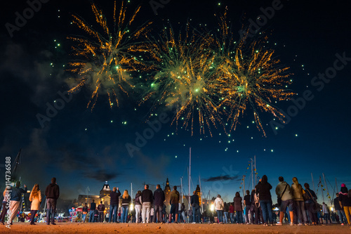 Fireworks during the Sea Days 2016 in Szczecin, Poland