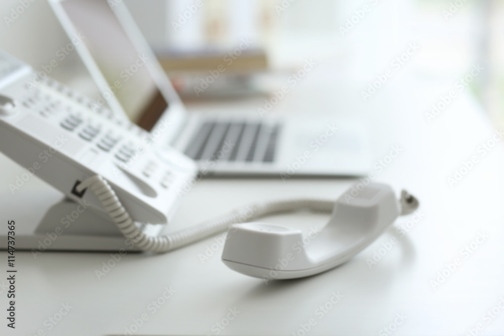 Office IP telephone on light background Office IP telephone on light background