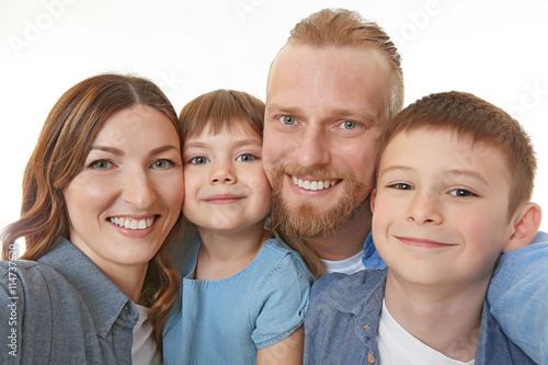 Happy family taking selfie ...