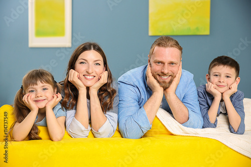 Happy family taking selfie ...