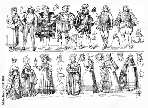 German Trachten, traditional costumes of XVI century
