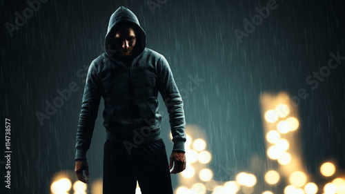 Man with hoodie on the street