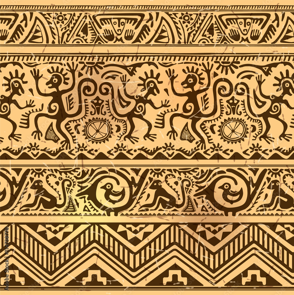 Seamless pattern of African primitive art old Seamless pattern of African primitive art old