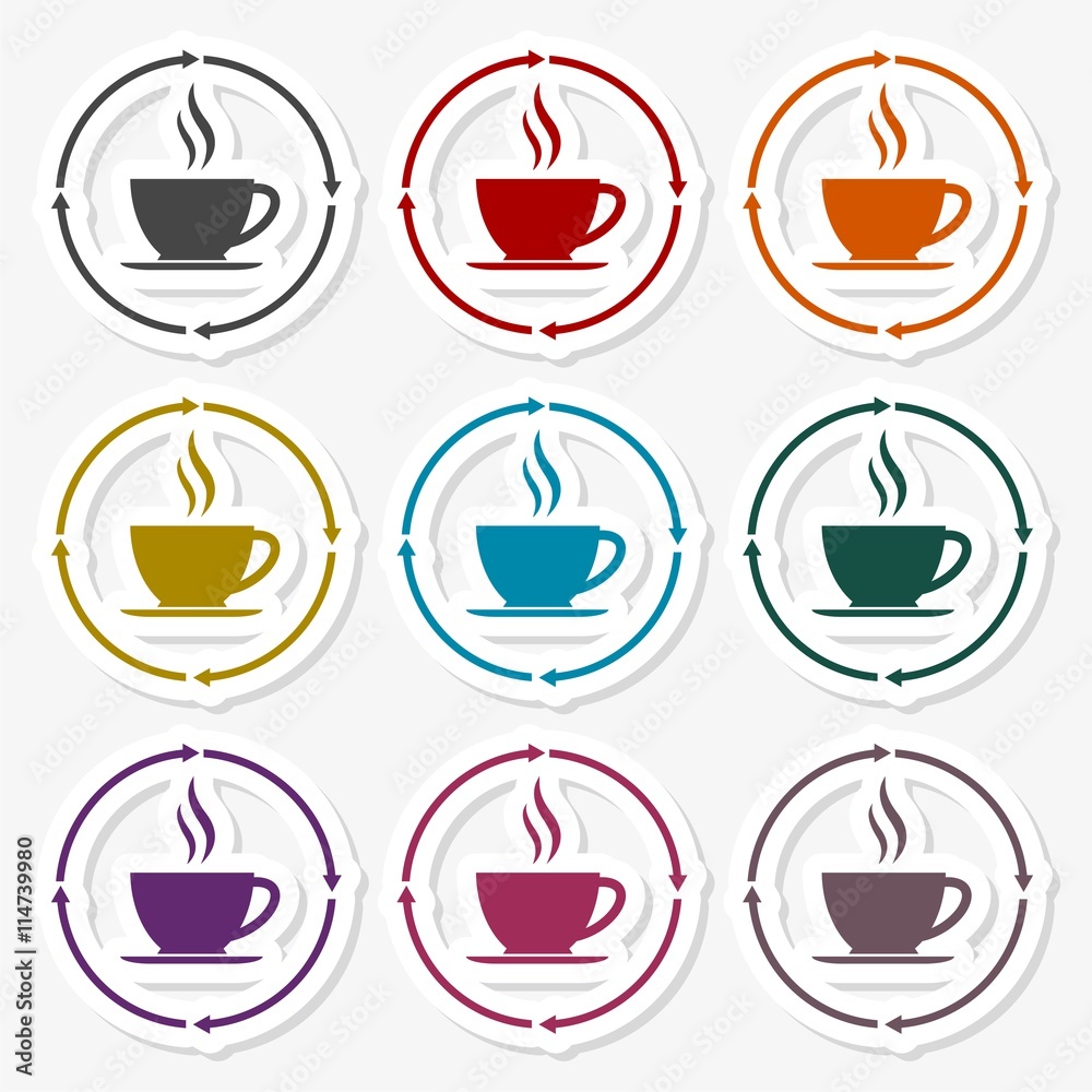 Coffee cup sticker set