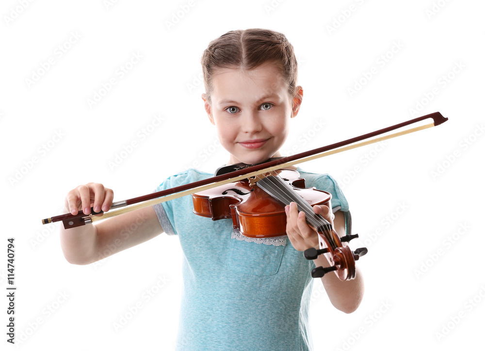 Little girl playing violin, isolated on white Little girl playing violin, isolated on white