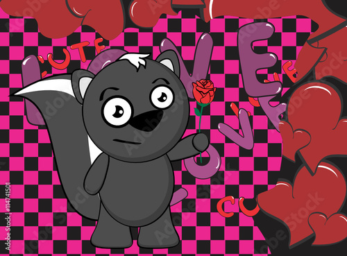 sweet skunk cartoon expression background in vector format 