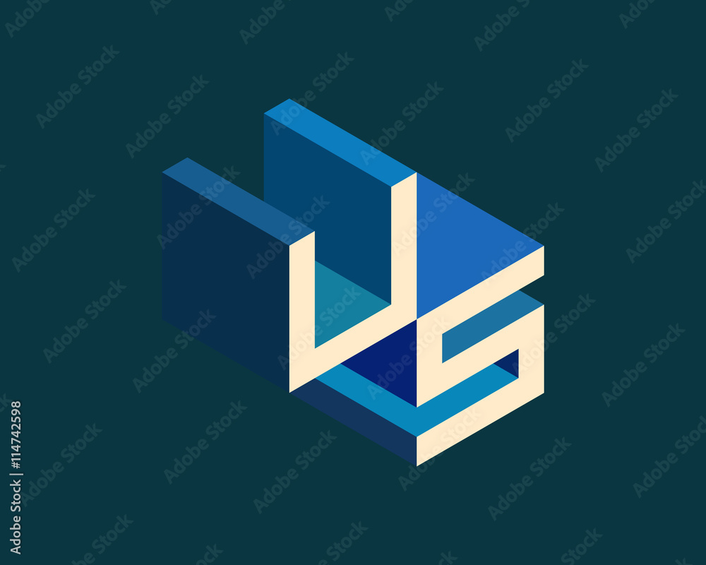 US isometric 3D letter logo. three-dimensional stock vector alphabet font typography design. US isometric 3D letter logo. three-dimensional stock vector alphabet font typography design.