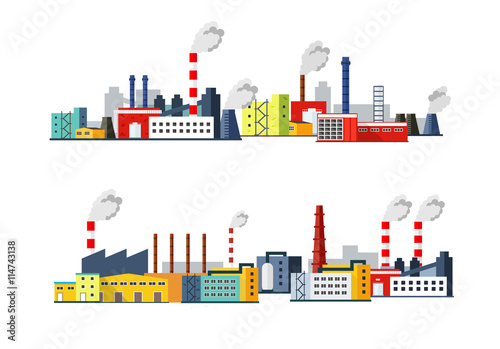 Set of Industrial Buildings vector illustration. Template for your design.