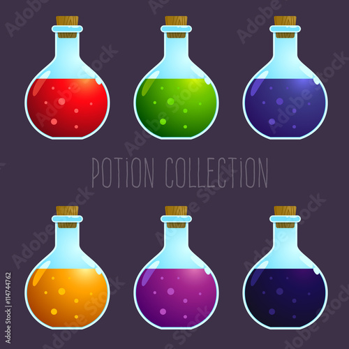 Colorful Vector Potions Bottle Collection