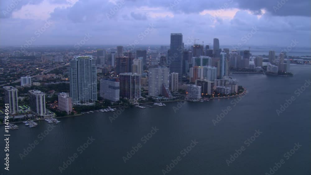 Evening flight along Miami waterfront. Shot in 2007. Evening flight along Miami waterfront. Shot in 2007.