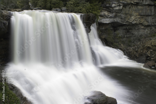 Time exposure of scenic Blackwater Falls in West Virginia. Motion blur for water streaks