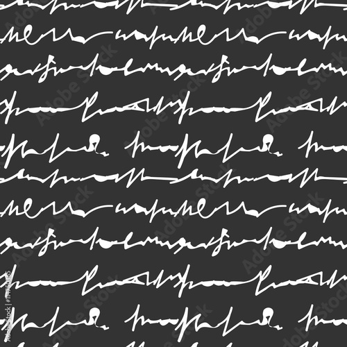 Hand Drawn Letter On Black Background Seamless Pattern