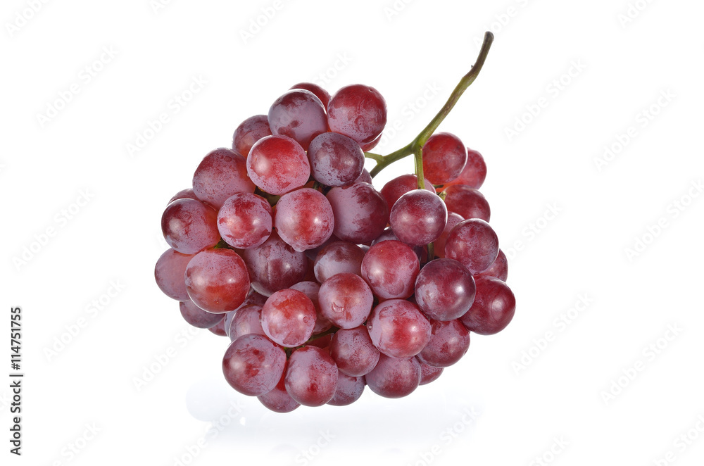 bunch of grapes with stem on white background