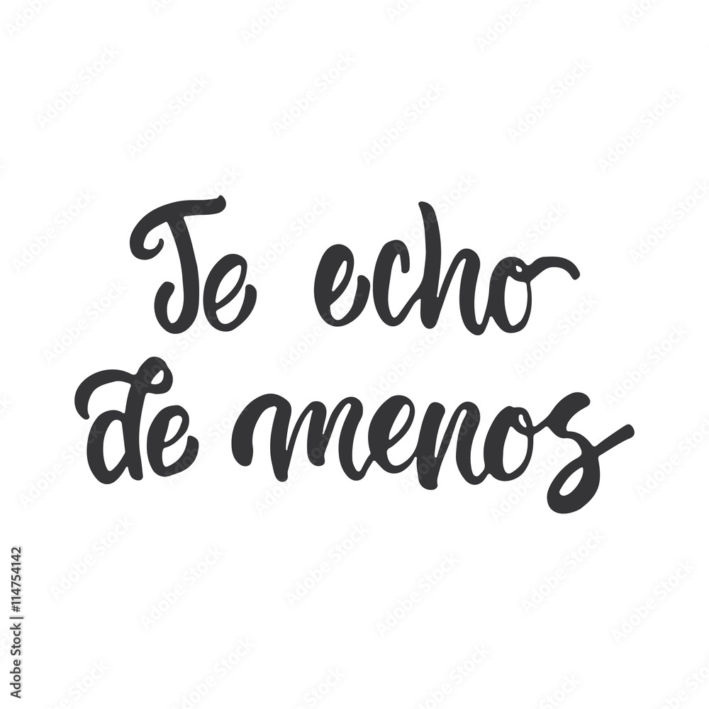 Te echo de menos - i miss you, lettering calligraphy phrase in Spanish,  handwritten text isolated on the white background. Stock Vector | Adobe  Stock