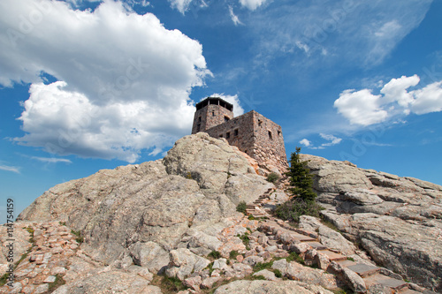 Harney Peak Fire Lookout Tower in Custer State Park in the Black Hills of South Dakota USA