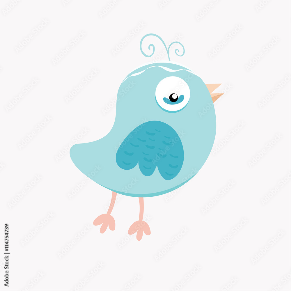 Cute blue bird in pastel colors. Cute blue bird in pastel colors.
