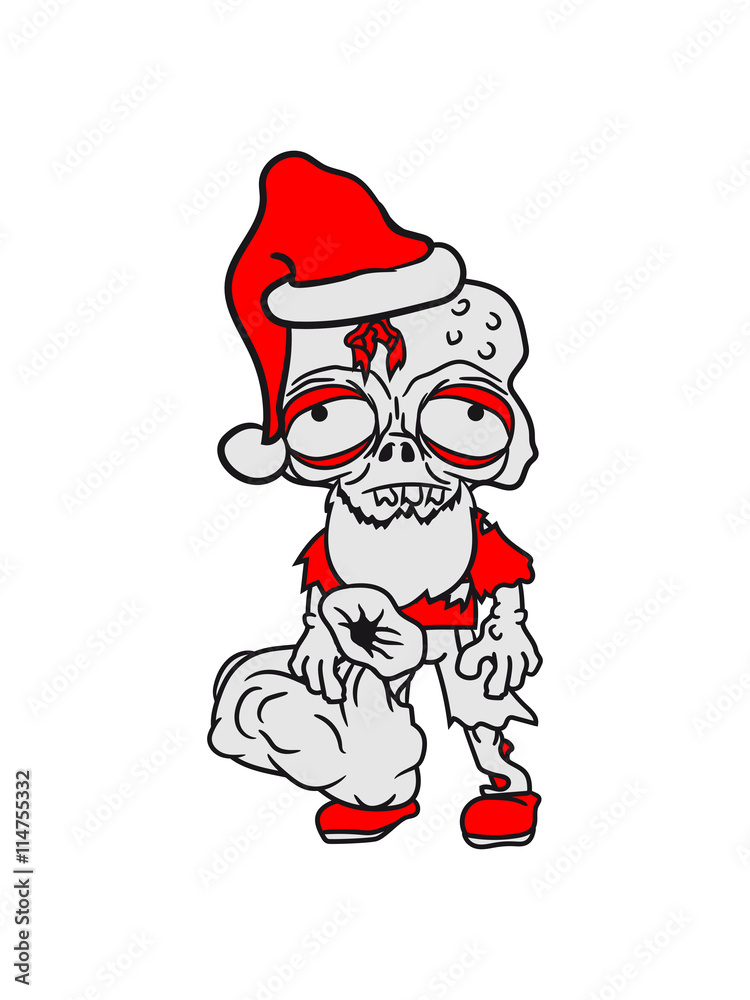 Obraz premium christmas santa claus santa claus gifts sack nicholas winter zombie funny undead horror monster halloween