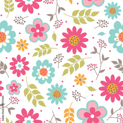 Wallpaper Mural Seamless background floral with beautiful flower Torontodigital.ca