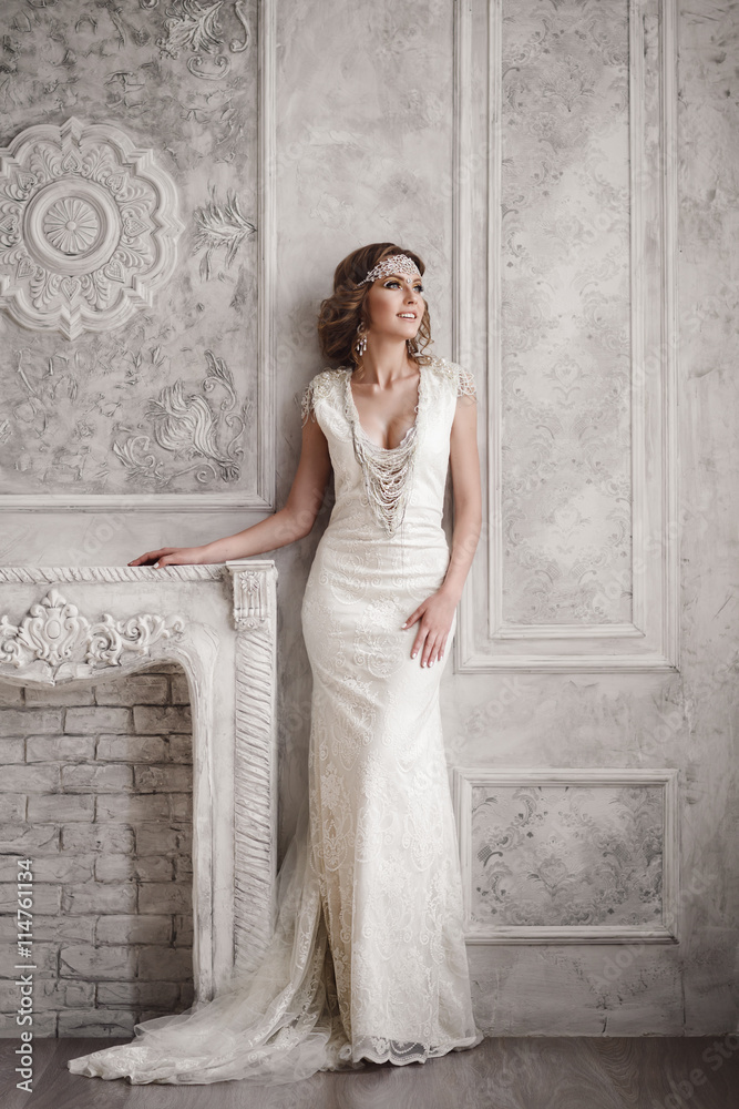Studio portrait of beautiful bride with perfect hairstyle and ma Studio portrait of beautiful bride with perfect hairstyle and ma