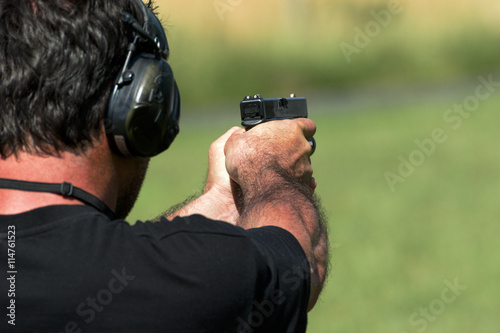 Police shooting practice at a shooting range
