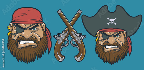 Pirate Head with Flintlock Pistols