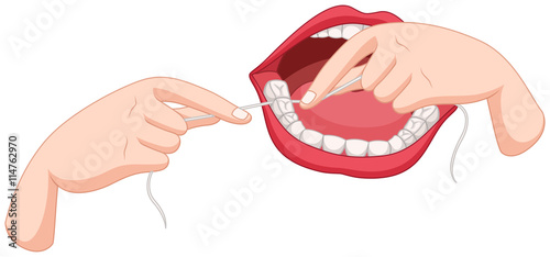 Process of flossing teeth