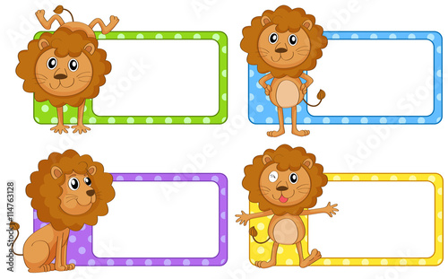 Label design with wild lion