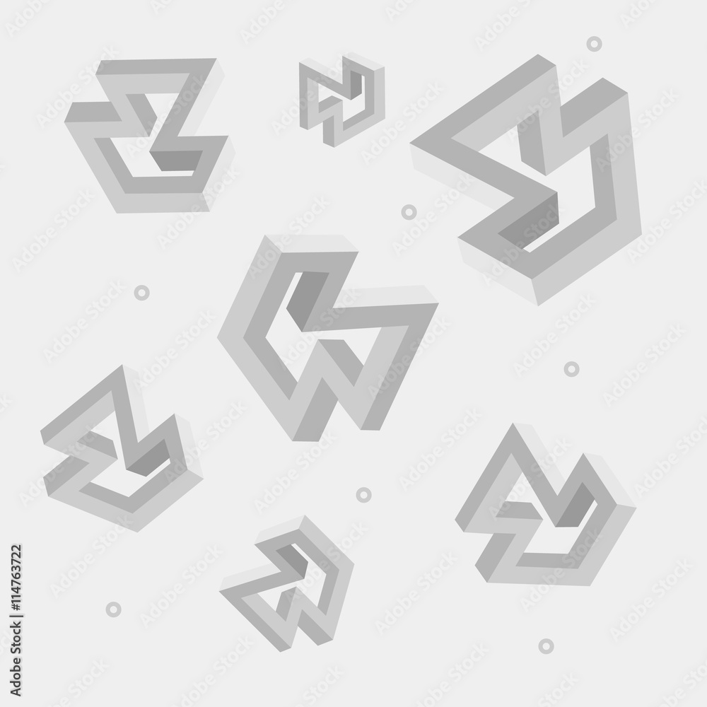 Geometric seamless simple monochrome minimalist pattern of impossible shapes Geometric seamless simple monochrome minimalist pattern of impossible shapes