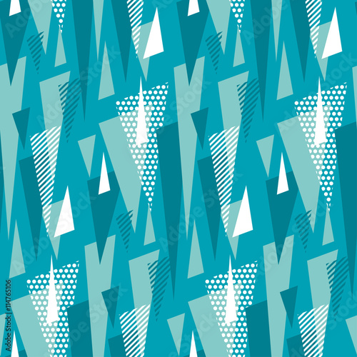 blue background triangle  bright color seamless fabric sample. g