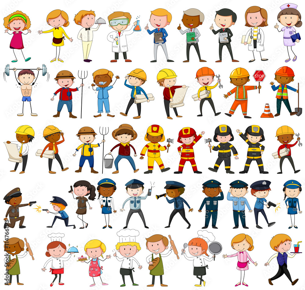 Many characters with different occupations