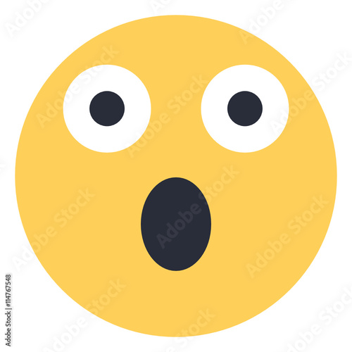 Face with open mouth- Flat Emoticon design | Emojilicious