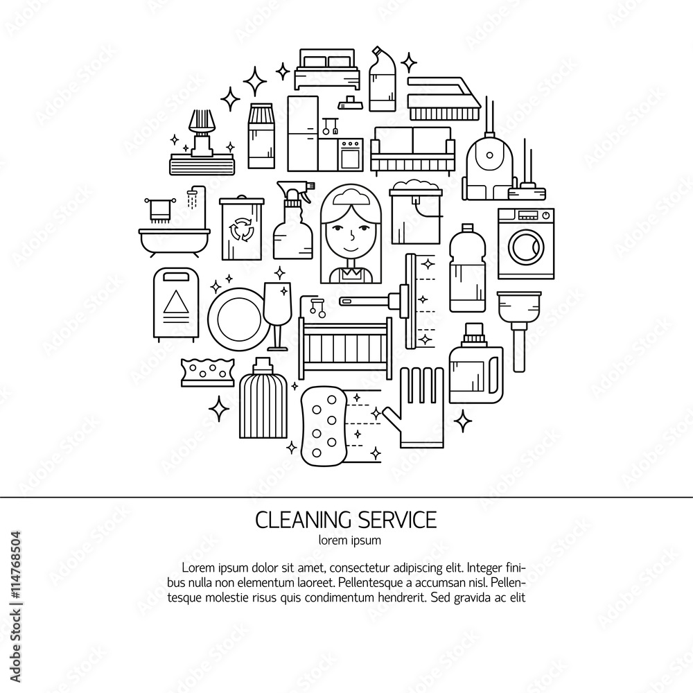 Cleaning service concept made in line style vector. Cleaning service concept made in line style vector.