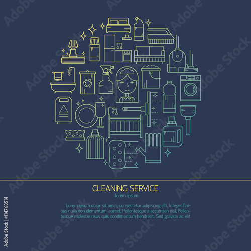 Cleaning service concept made in line style vector.
