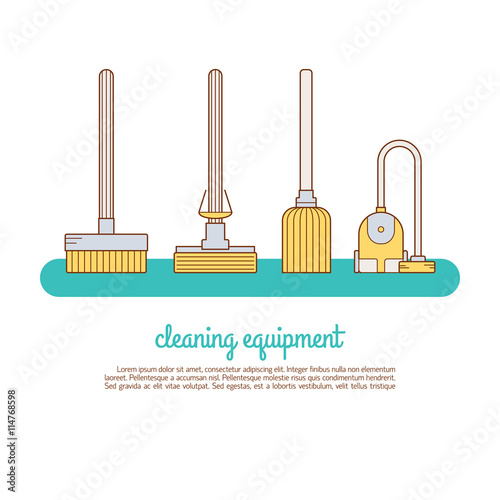 Cleaning service concept made in line style vector.