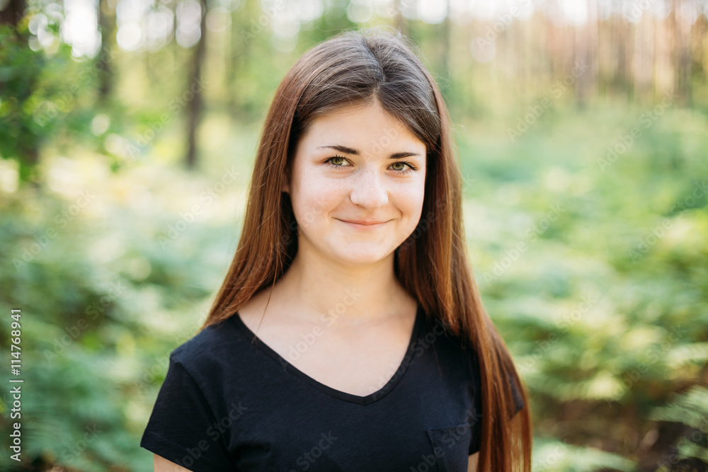Portrait Of Happy Red-haired Caucasian Girl Young Woman In Summer Portrait Of Happy Red-haired Caucasian Girl Young Woman In Summer