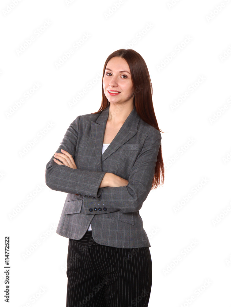 young girl standing on a white background young girl standing on a white background