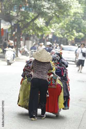 Hanoi, Vietnam, May 11, 2014: Life in Vietnam- Hanoi,Vietnam Street vendors in Hanoi's Old Quarter