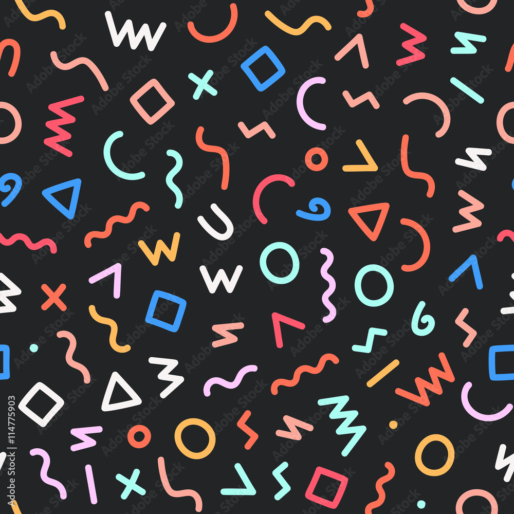 Memphis style seamless pattern. Abstract vector illustration with geometric elements, shapes. Memphis style seamless pattern. Abstract vector illustration with geometric elements, shapes.