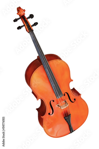classical musical instrument cello isolated on white background
