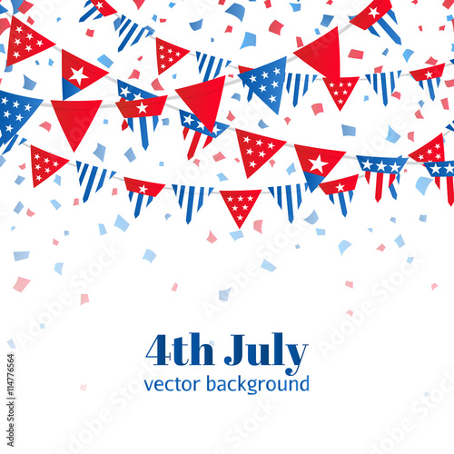 4th of July, American Independence Day celebration greeting card with bunting in national flag color.