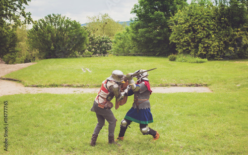Medieval tournament between two knights © Dmitry Bairachnyi