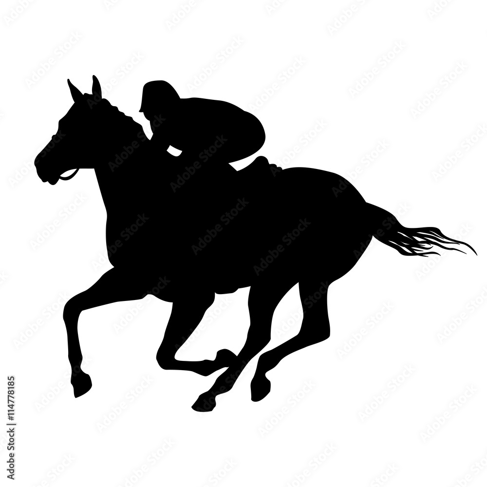 Horse rider black silhouette vector illustration isolated