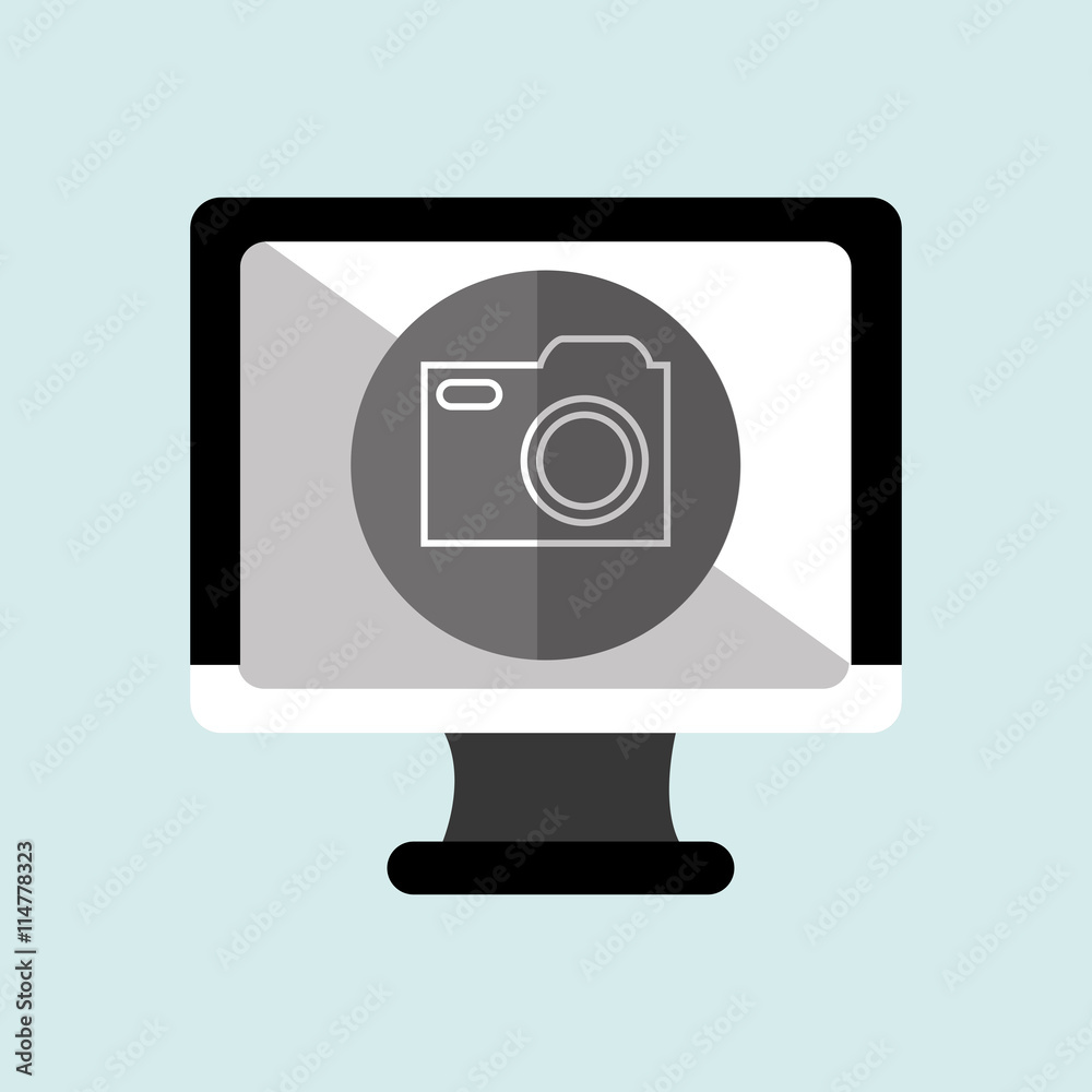 monitor pc with social marketing isolated icon design, vector illustration graphic monitor pc with social marketing isolated icon design, vector illustration graphic