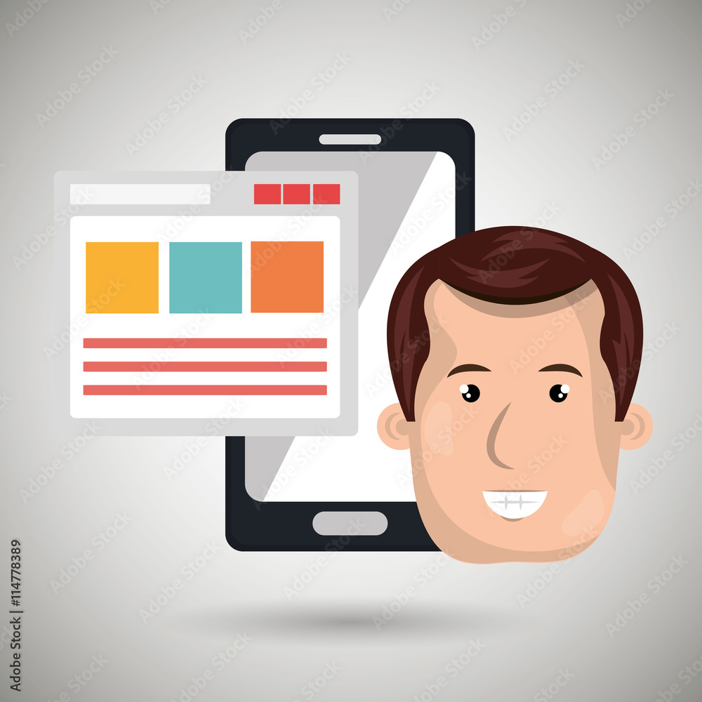 smartphone user with template isolated icon design, vector illustration graphic smartphone user with template isolated icon design, vector illustration graphic