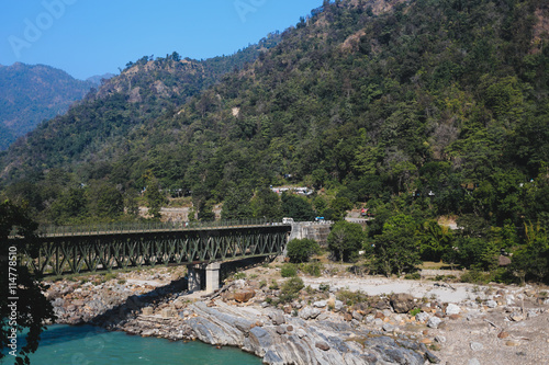 Bridge over the Ganga, walking around Rishikesh, holy Indian pla