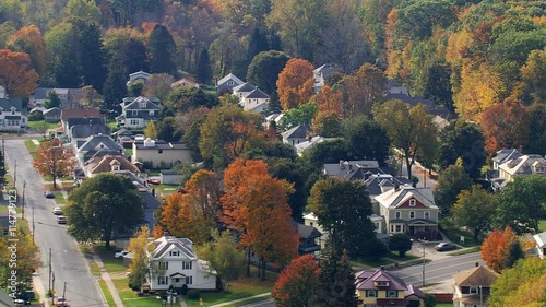 Flight over neighborhood in Pittsfield, Massachusetts photo
