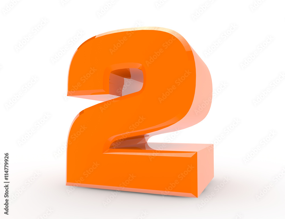 3d Orange number 2 on white background 3d rendering 3d Orange number 2 on white background 3d rendering