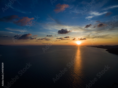 Sunset aerial view Koh Phangan Thailand